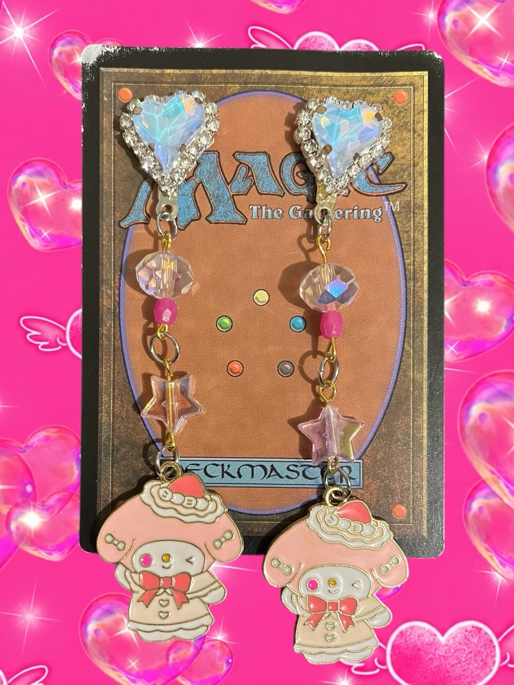 Pink Kawaii Character Dangle Earrings - Cute Kids Accessories
